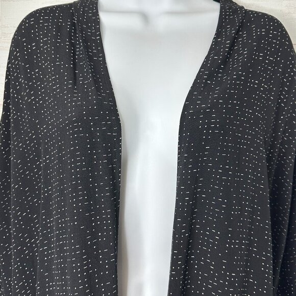 Eileen Fisher Long Kimono Duster Cardigan Black White Morse Code Size Medium - Picture 3 of 9